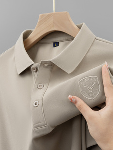 纯棉男士短袖polo衫，2024高端商务t恤重磅，保罗刺绣男装体恤衫