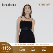 花纱系列bebe2023春夏系列女士，粗花呢拼接吊带连衣裙150017
