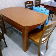 伸缩折I叠实木餐桌椅组合 小户型客厅一桌六椅跳w台 方圆两用餐桌