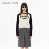 CONCISE-WHITE简白97拼色圆领套头毛衣女23秋冬设计师品牌