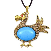 蓝松石镶钻凤凰于飞吊坠毛衣，链动物鸟复古民族，风毛衣链