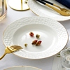 纯白金边骨瓷盘子组合家用8寸菜盘深盘平盘，方盘套装唐山陶瓷餐具