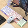 力镁GTX300键鼠套装白色七彩发光USB键盘鼠标游戏背光套件
