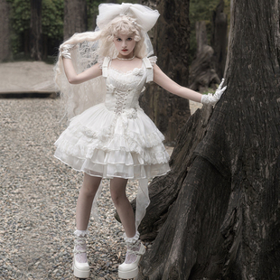 原创正版莉塔lolita甜美白色，花嫁公主洋装蛋糕蓬蓬少女jsk连衣裙