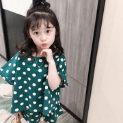 女童洋气波点套装t+短裤，中大童2020夏季女童装洋气的懒人套