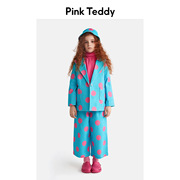 英国Pink Teddy女童波点西装2022秋冬季儿童装个性西服外套潮