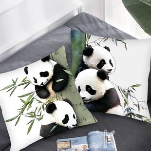 简约现代可爱熊猫抱枕十字绣，自己手工线绣印花三边拉链简单满绣