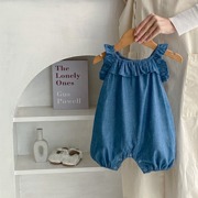 婴儿夏装女宝宝吊带，无袖牛仔连体衣，新生儿夏季薄款外穿0-1岁3个月