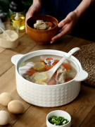 陶瓷带盖汤碗家用大号双耳，微波炉碗日式汤盆纯白盛汤碗