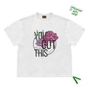手绘花卉flowers and plants插画图案cropped top复古原宿短袖T恤