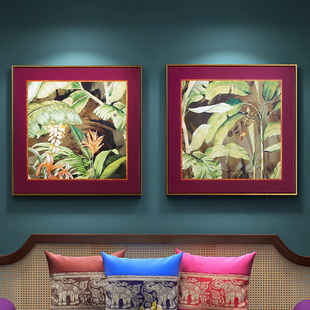 异丽东南亚风格高清喷绘油画玄关客厅植物装饰画餐厅装饰挂画墙画
