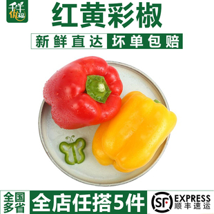 千牛优福红黄彩椒500g灯笼椒甜辣椒，新鲜圆椒沙拉蔬菜食材