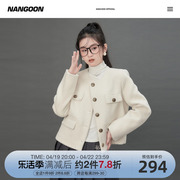 nangoon斜纹毛呢小香外套，设计感上衣女，原创春季时尚