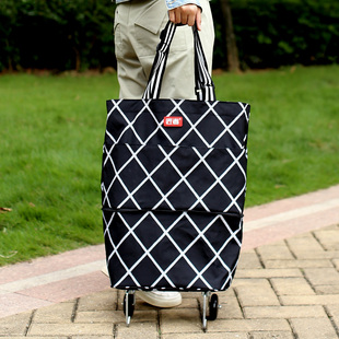 购物包可折叠手提购物袋带轮子便携式多功能环保袋拖轮超市买菜包