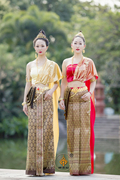 傣王妃服饰泰国服装，女套装进口面料傣族，泼水节盛装修身大气迎宾服