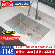 美国TRU厨房304不锈钢水槽加厚手工大单槽台下洗菜盆家用洗碗水池