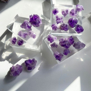 天然紫水晶原石摆件矿石标本乌拉圭紫晶簇鱼缸造景diy吊坠发簪