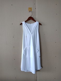 外贸夏季女装欧美休闲运动连帽无袖，薄款女生白色连衣裙a3