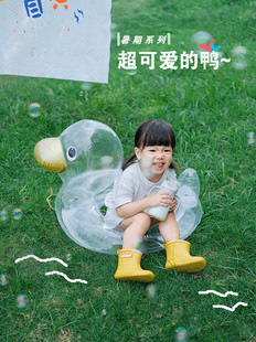 宝宝生日写真装饰气球鸭子游泳圈儿童，周岁户外布置拍照道具3用品2