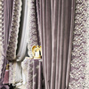 法式蕾丝绒布紫色丝绒刺绣，欧式复古轻奢卧室，遮光客厅高档窗帘美式