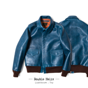 doublehelix经典a2飞行皮夹克如海蓝，一般的靛蓝染马皮pm0