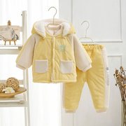 宝宝衣服加绒加厚冬季保暖新生儿，外出服抱衣婴儿，套装夹棉棉衣冬装