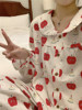 韩版可爱苹果蛋糕全棉磨毛睡衣女秋冬甜美圣诞圆领长袖家居服套装