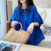娃娃衫上衣女2024年夏季韩版圆领套头，灯笼袖蓬蓬高端纯色棉衬衫