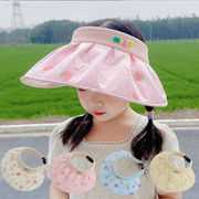 可爱宝宝防紫外线大帽檐透气空顶遮阳帽儿童防晒帽夏季女童太阳帽