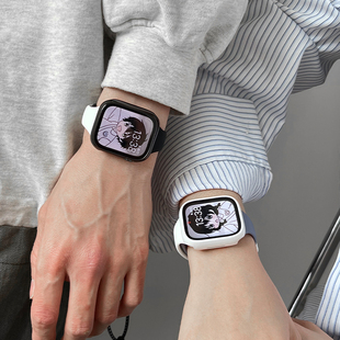 适用applewatchs9表带情侣款苹果手表87代iwatch智能腕带ultra2金属，运动硅胶编织米兰磁吸男女款高级情人节