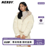 NERDY2023年韩国明星同款时髦ins女翻领羽绒服时尚短款面包外套
