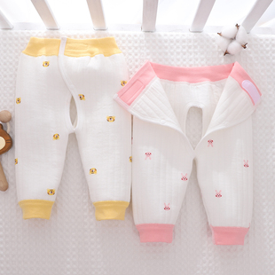 0-3个月婴儿无骨三层空气，夹棉内衣6男女宝宝，开裆裤9秋冬厚保暖裤