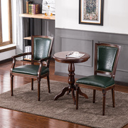 美式复古做旧餐椅酒店咖啡椅实木橡木椅子欧式餐厅扶手靠背书桌椅