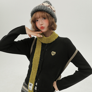 Girlyhalo针织开衫毛衣外套女秋冬季韩系外搭高级感短款修身上衣