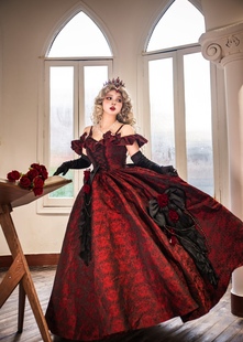 罗西娅颂礼定金原创设计Lolita花嫁婚纱成人礼服华丽齐地黑红