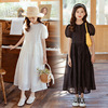 女童白色连衣裙夏装2024韩版童装儿童泡泡，短袖公主裙子中大童长裙