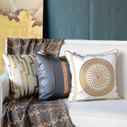 美式现代简约客厅沙发抱枕枕套腰枕靠垫欧式轻奢灰白卧室床上靠枕