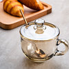 大容量玻璃杯燕麦片早餐杯家用牛奶，带盖勺碗耐热防爆耐高温水杯子