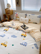 汽车世界  纯棉床单床笠儿童被套四件套定制枕套单件男孩卡通床品