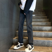 欧美vibe加长裤子男高个子(高个子，)纯黑色牛仔裤男款修身小脚弹力直筒长裤