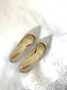 婚鞋女2023金色亮片水晶高跟鞋细跟单鞋，礼服宴会主婚纱新娘伴娘鞋