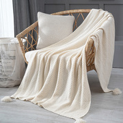 ins北欧风粉色针织空调毛毯沙发毯盖毯流苏午睡空调小毛毯夏凉被