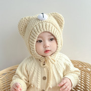 婴儿帽子秋冬款宝宝毛线帽可爱男童针织帽女童套头帽儿童护耳帽潮