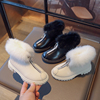 儿童马丁靴2023冬季韩版毛毛口保暖加绒前拉链女童时尚雪地靴
