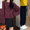 外套韩系圆领慵懒风卫衣女，款2023宽松秋季上衣女减龄套装