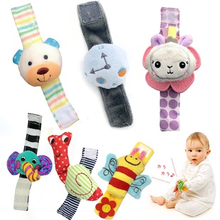 婴儿手腕铃手腕带手环玩具新生婴幼儿手表带摇铃0-6月宝宝布玩具