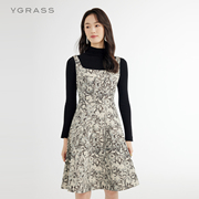 vgrass维格娜丝背带，印花连衣裙女冬季裙子vsl2n40430
