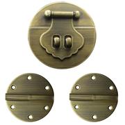 中式仿古纯铜圆形7cm光面箱扣搭扣锁扣锁片配铜合页锁樟木箱铜件