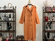 100%全羊毛手工缝制双面大衣外套 法式复古 爱家橙色