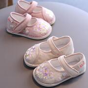 女童绣花鞋宝宝汉服鞋子公主布鞋，1-3岁中国风手工千层底布鞋软底